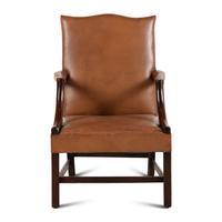 A George III Mahogany Leather Upholstered Library Chair