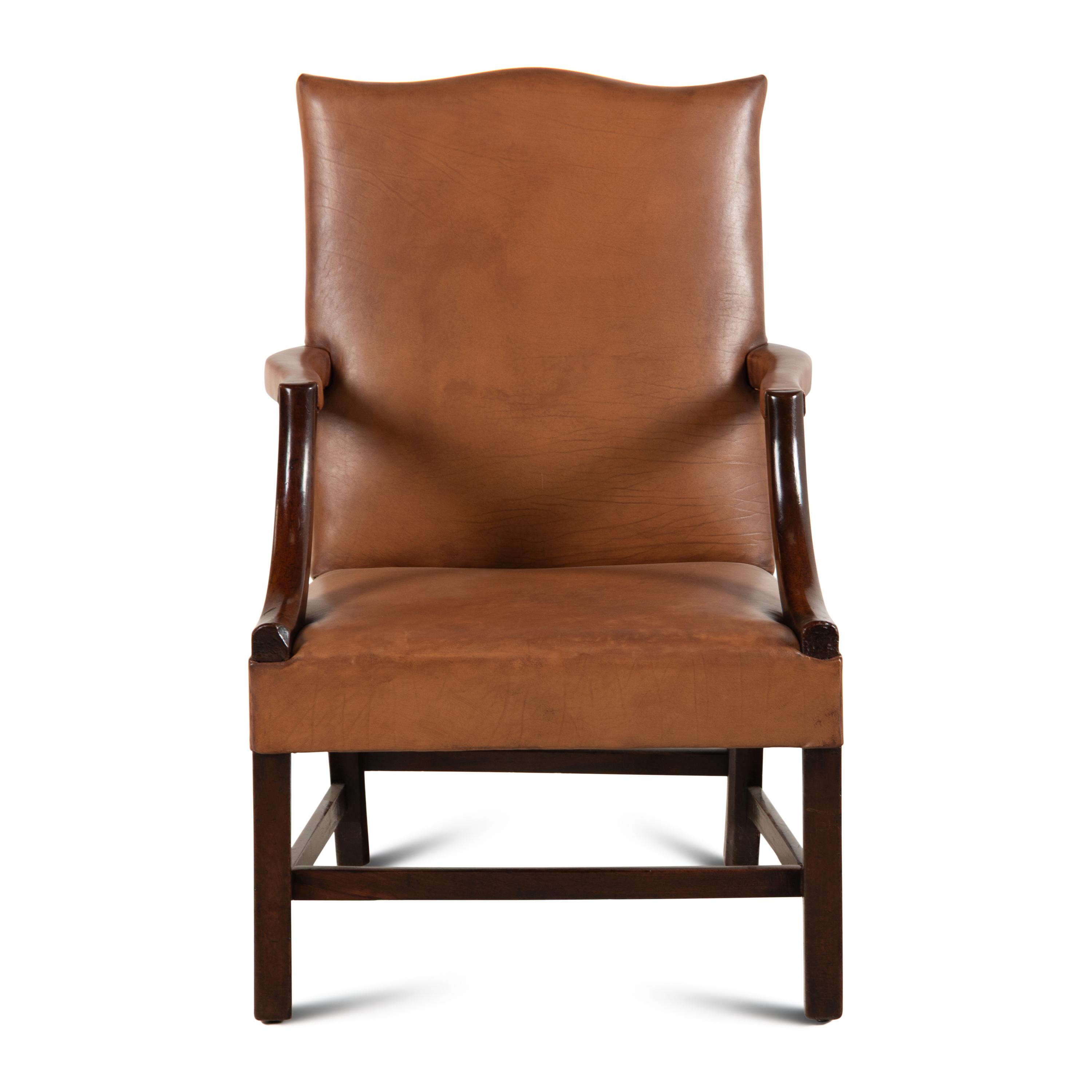 A George III Mahogany Leather Upholstered Library Chair