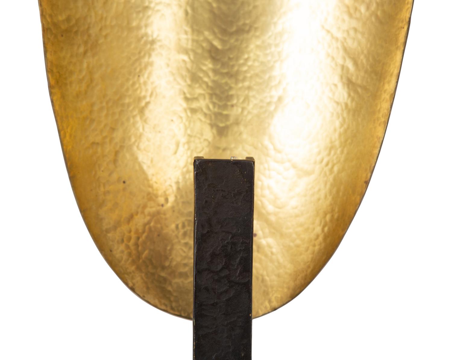 Three Herve Van Der Straeten Coque Bronze and Iron Sconces