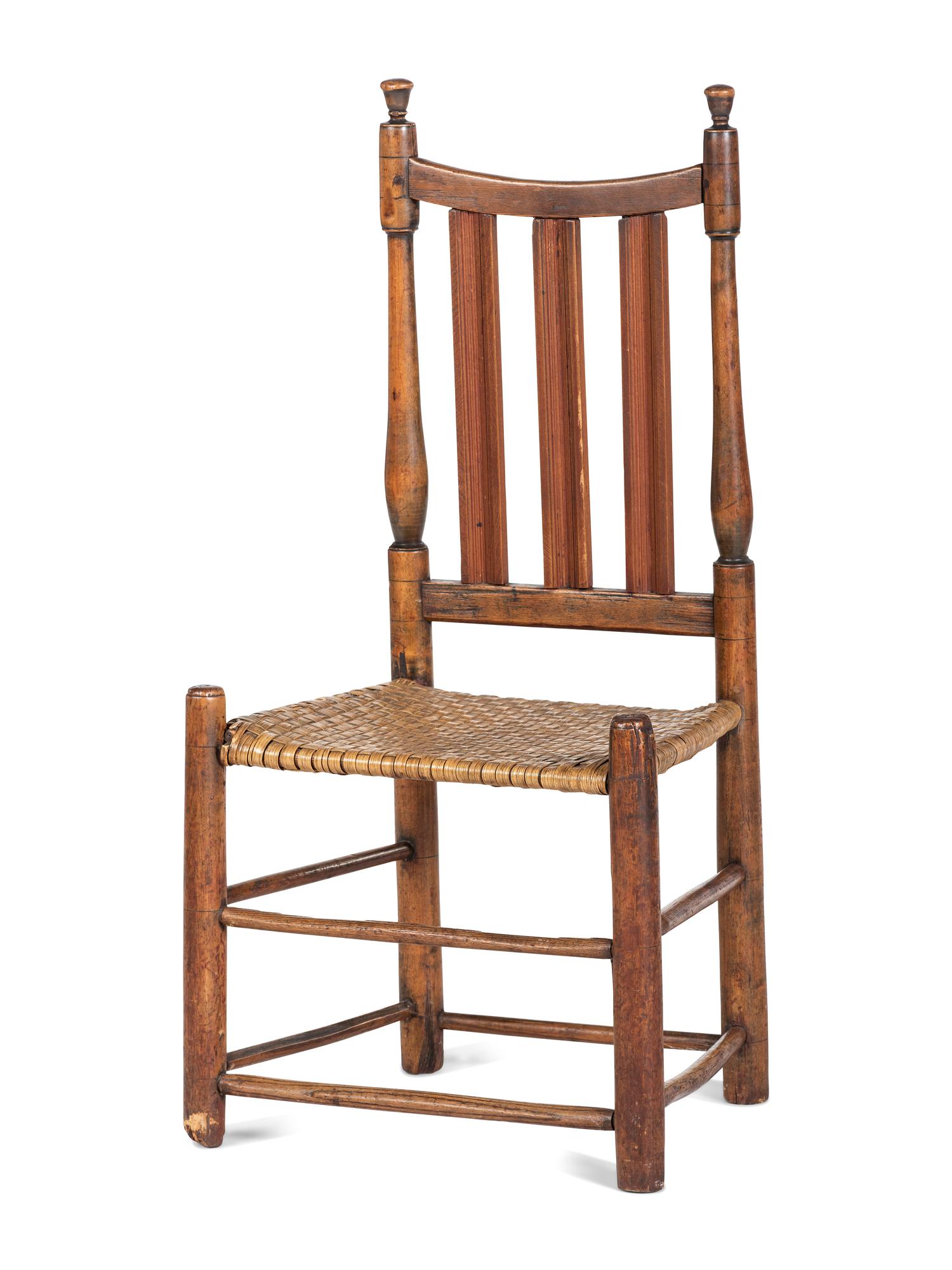 A William and Mary Bannister-Back Splint Seat Side Chair