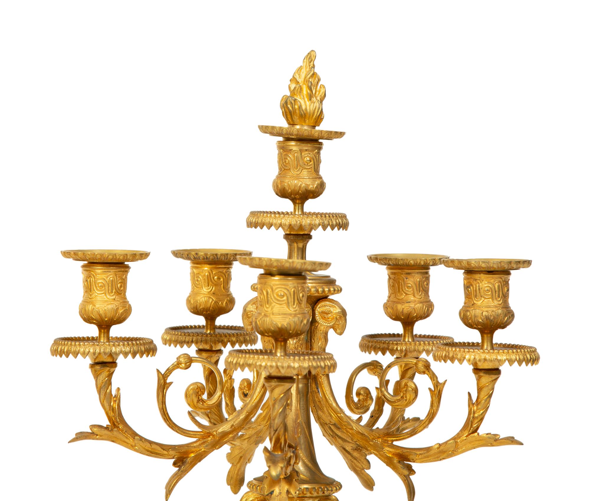 A Pair of Napoleon III Gilt Bronze Five Light Candelabra — 19TH CENTURY