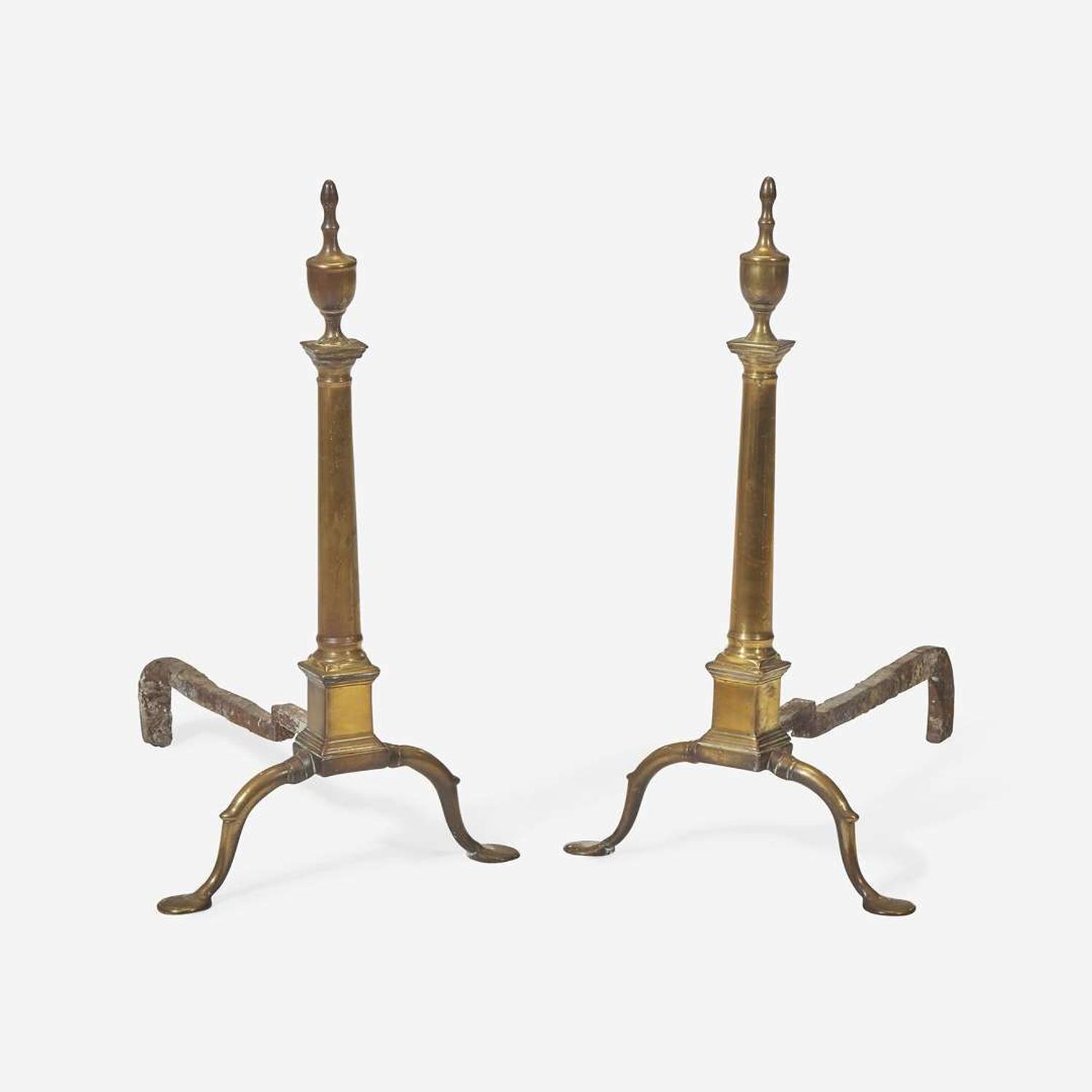 A pair of Federal bell metal andirons Philadelphia, PA, circa 1800