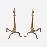 A pair of Federal bell metal andirons Philadelphia, PA, circa 1800