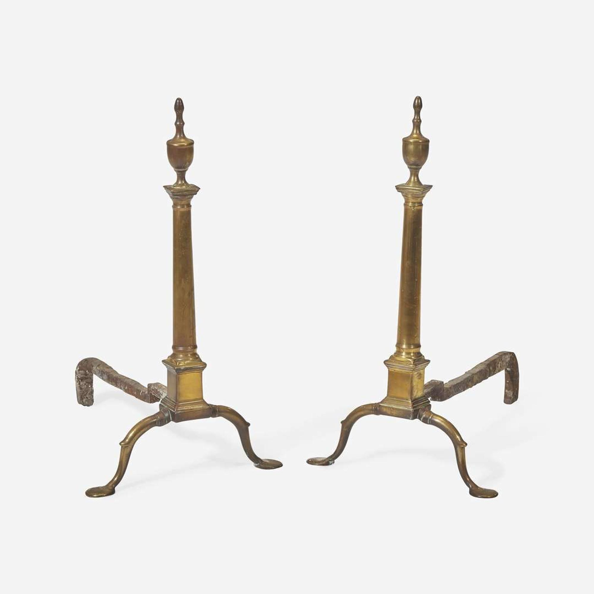 A pair of Federal bell metal andirons Philadelphia, PA, circa 1800