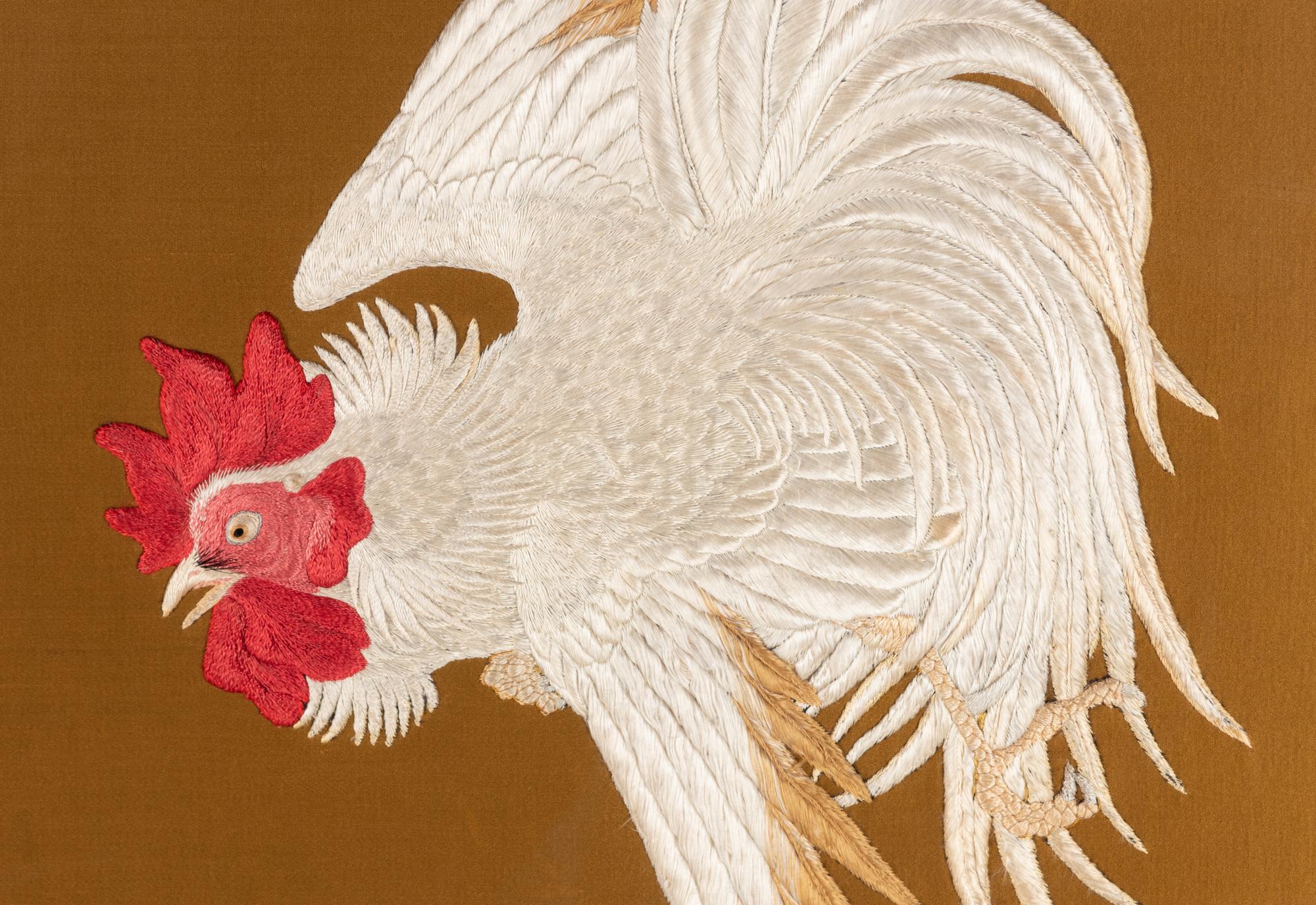 An Embroidered Silk ‘Cockatiel’ Panel