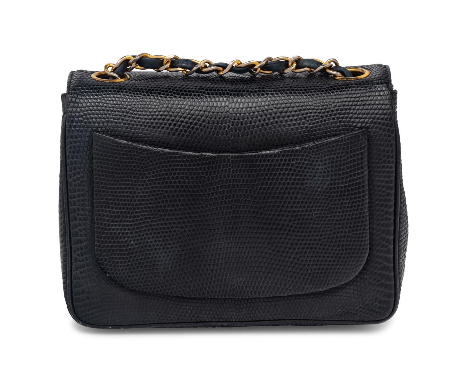 Chanel Small Flap Bag in Navy Lizard, 1986-88