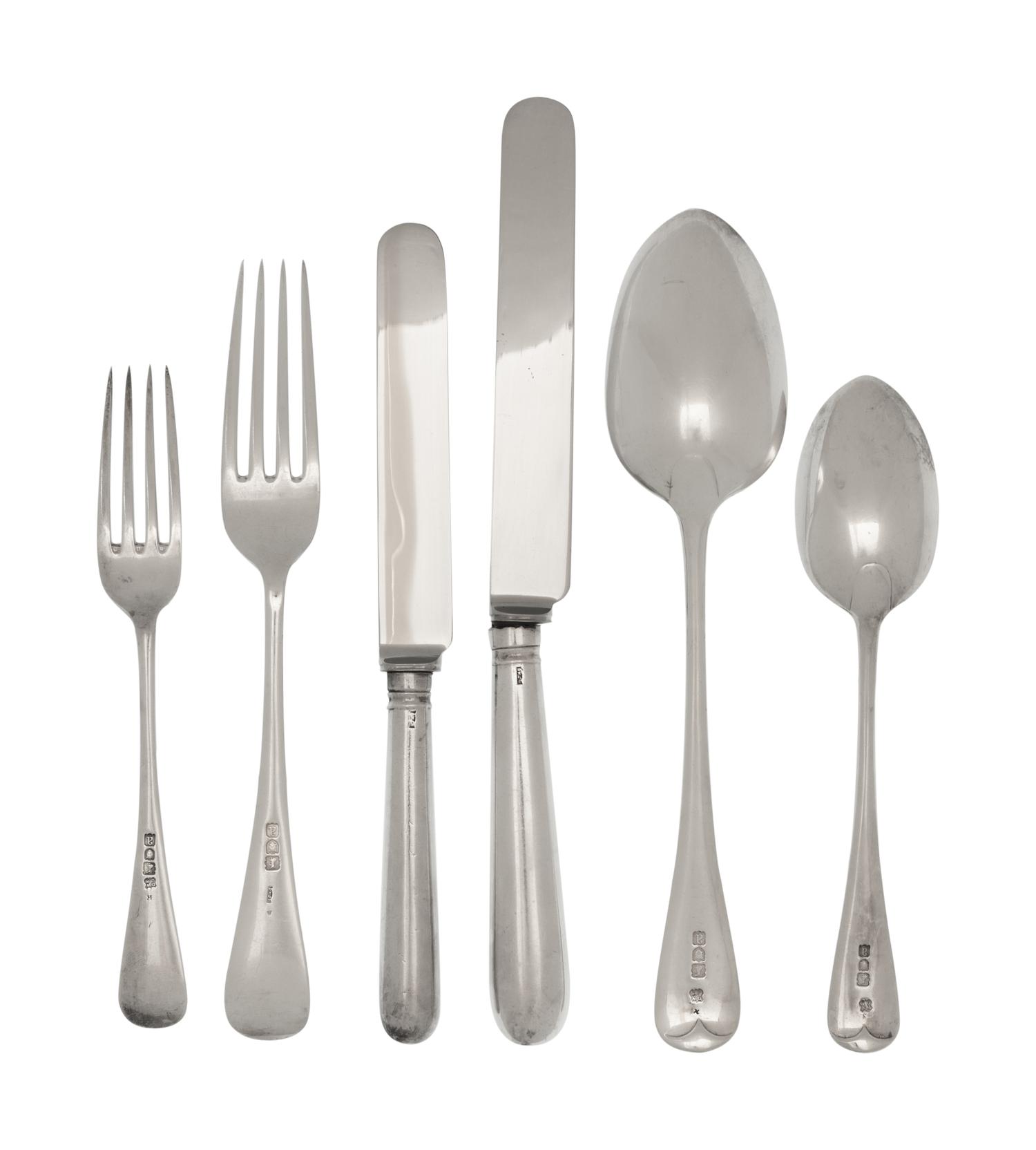 A Victorian Silver Flatware Service