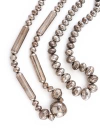 Pair of Navajo Silver Pearl Necklaces