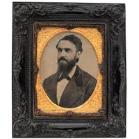 [CIVIL WAR]. Half plate tintype of identified Confederate lieutenant housed in a Very Very Rare union wall frame. [Richmond, VA]: n.p., [ca 1862].