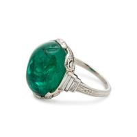 ART DECO, EMERALD AND DIAMOND RING