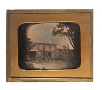 [EARLY PHOTOGRAPHY]. Half plate outdoor daguerreotype of an Italianate house.