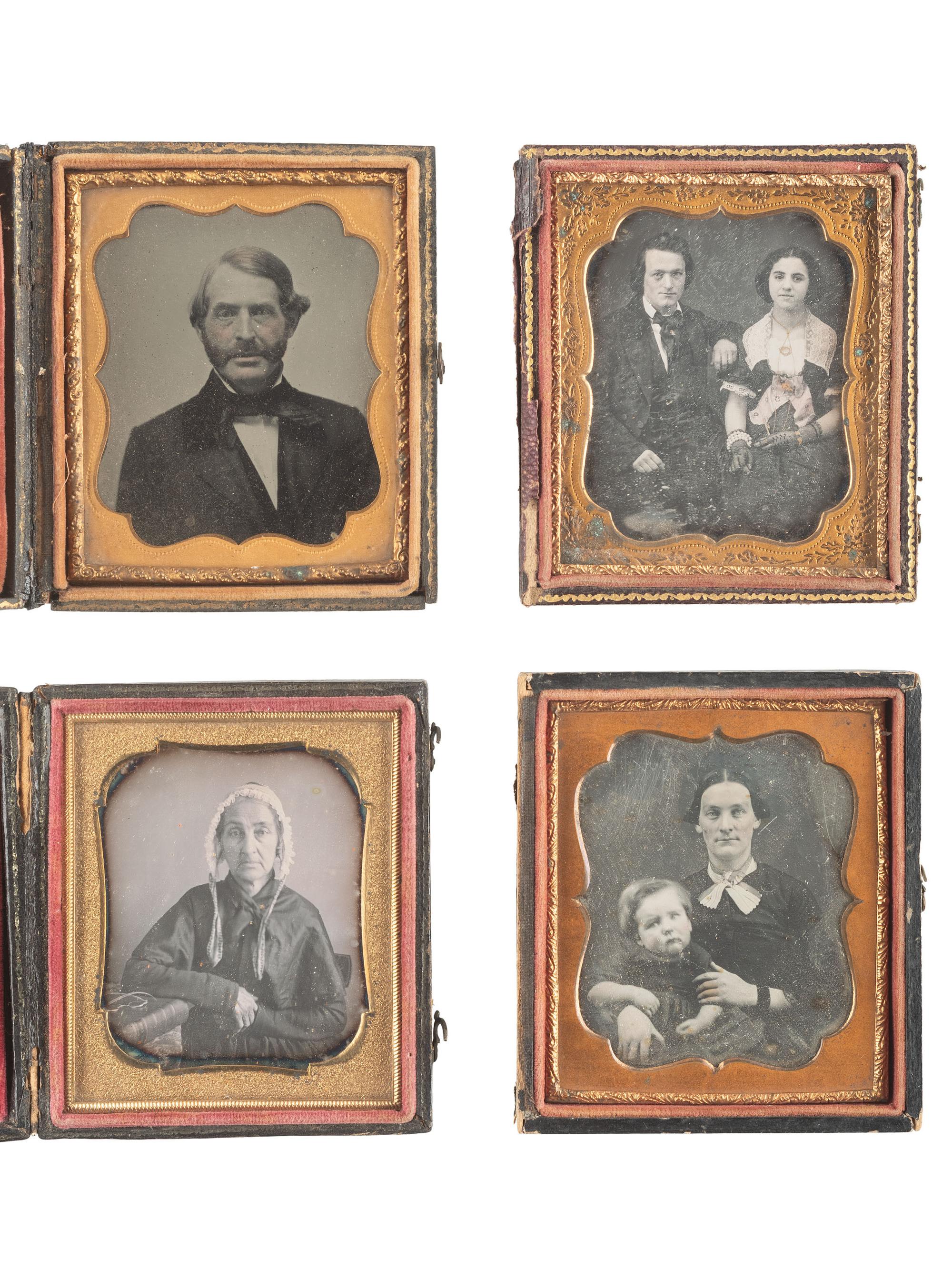 [EARLY PHOTOGRAPHY]. 16 daguerreotypes, ambrotypes, and tintypes of varying subjects.