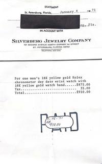 ROLEX, REF. 1803 18K YELLOW GOLD 'DAY-DATE' WATCH WITH ORIGINAL RECEIPT