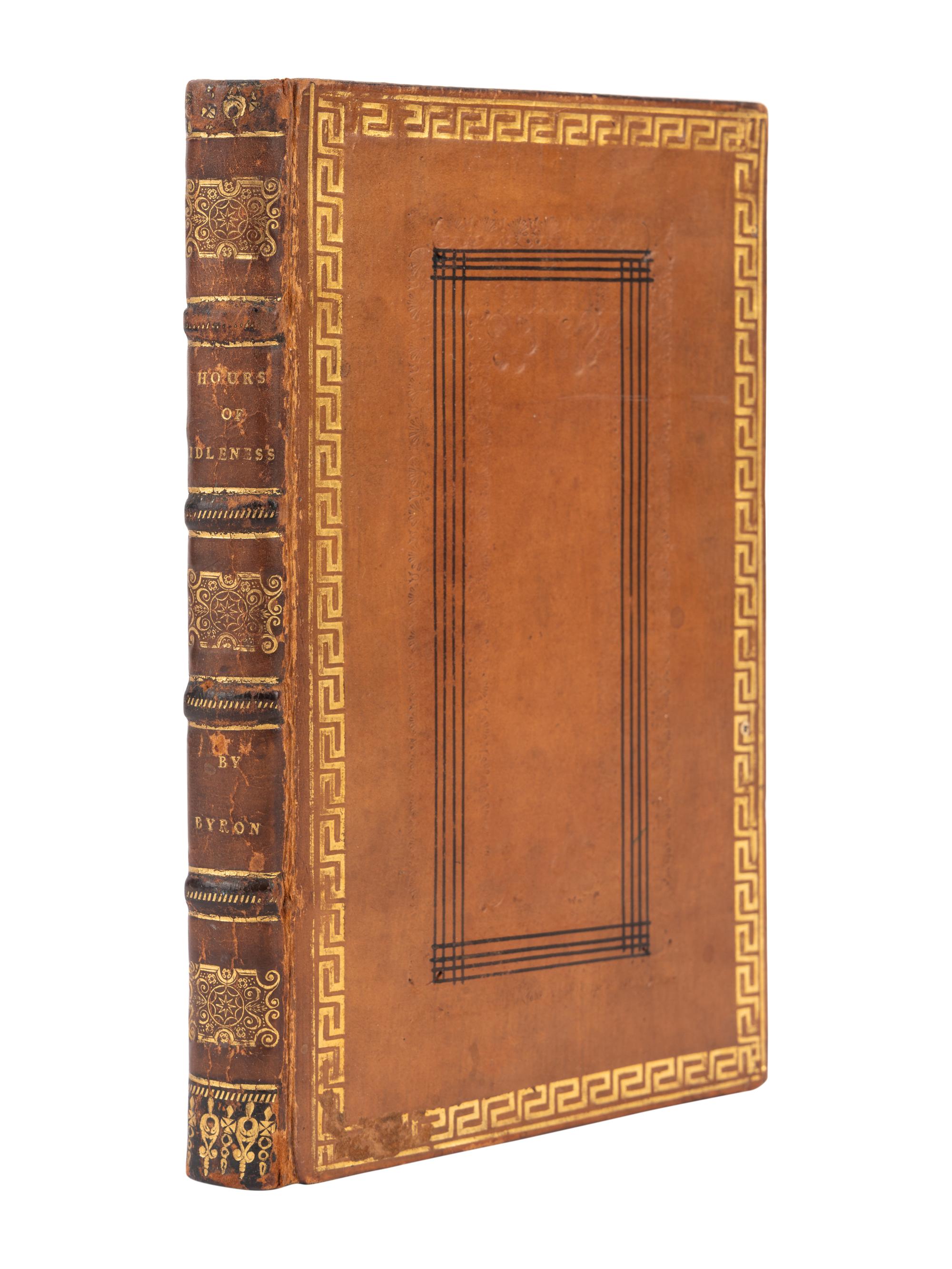 BYRON, George Gordon Noel, Lord (1788-1824). Hours of Idleness . Newark: S. and J. Ridge, et al,1807.