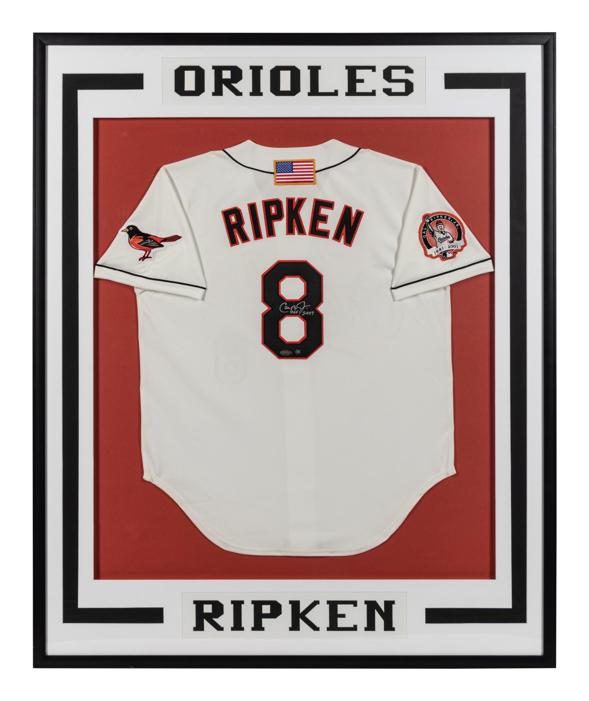 A Cal Ripken Jr. Baltimore Orioles Signed Autograph Jersey (1981-2001 Patch) Display (Ironclad Hologram),
