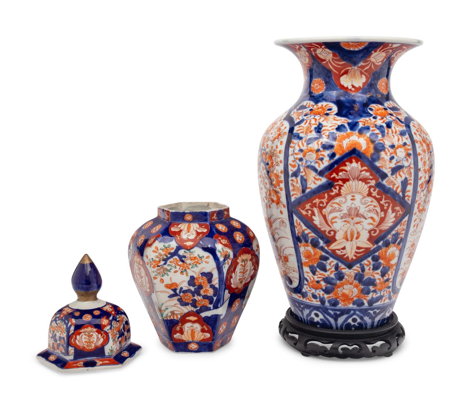 A Japanese Porcelain Vase and Hexagonal Jar