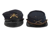 [LATE INDIAN WARS]. A group of 2 caps, highlighted by Late Indian War-era forage cap.