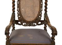 A William & Mary Style Carved Walnut Armchair — LATE 19TH CENTURY