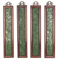 A Set of Four Chinese Jade Plaques Height 24 1/4 x width 3 1/2 inches.