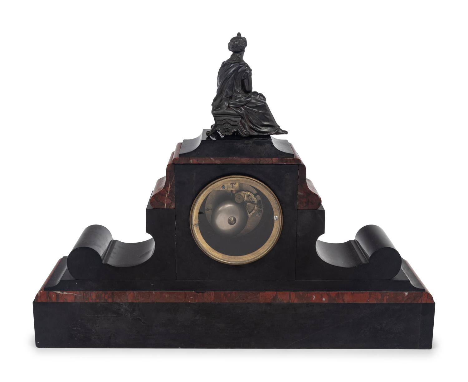 A French Metal, Marble and Slate Mantel Clock