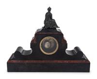 A French Metal, Marble and Slate Mantel Clock