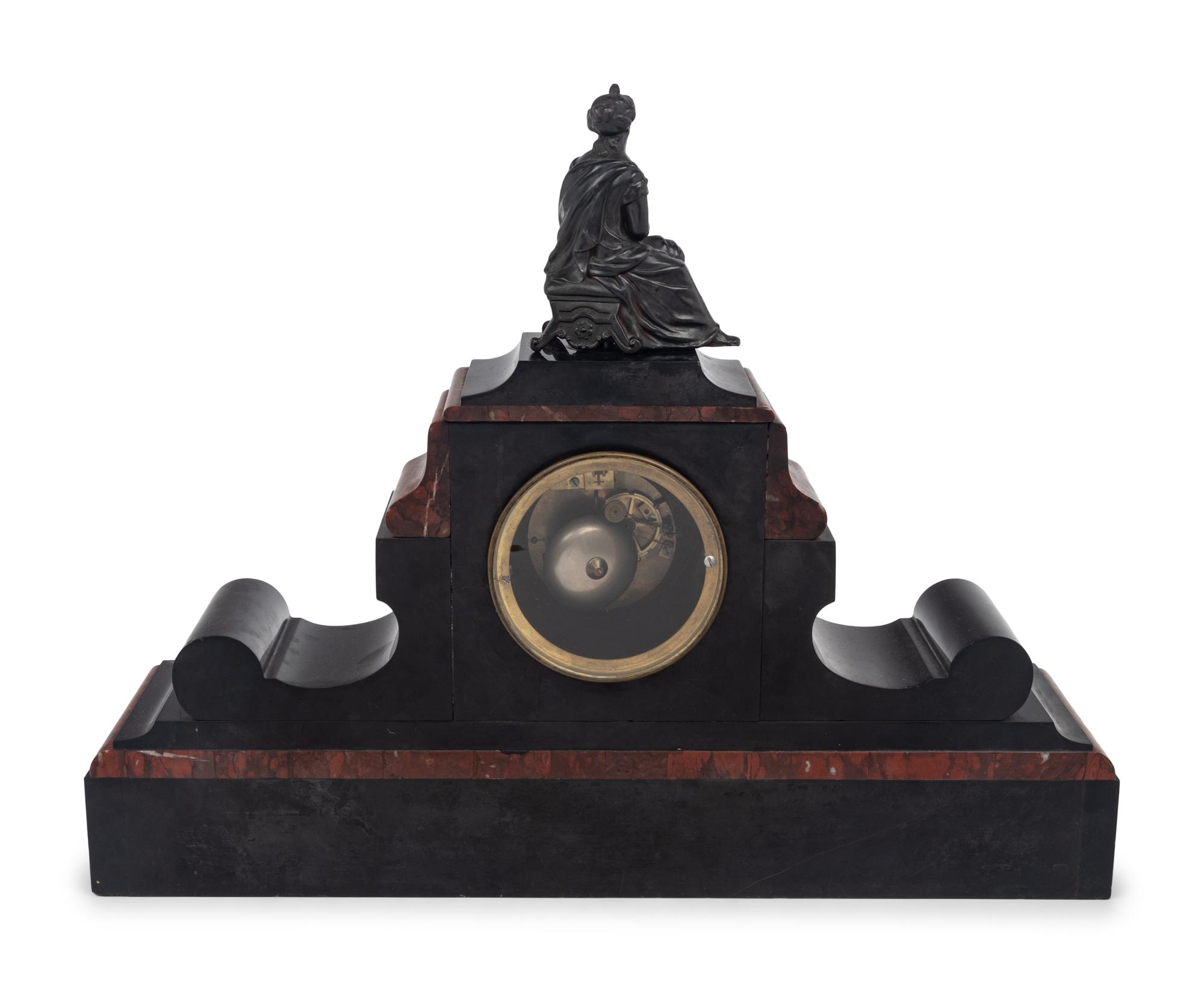 A French Metal, Marble and Slate Mantel Clock