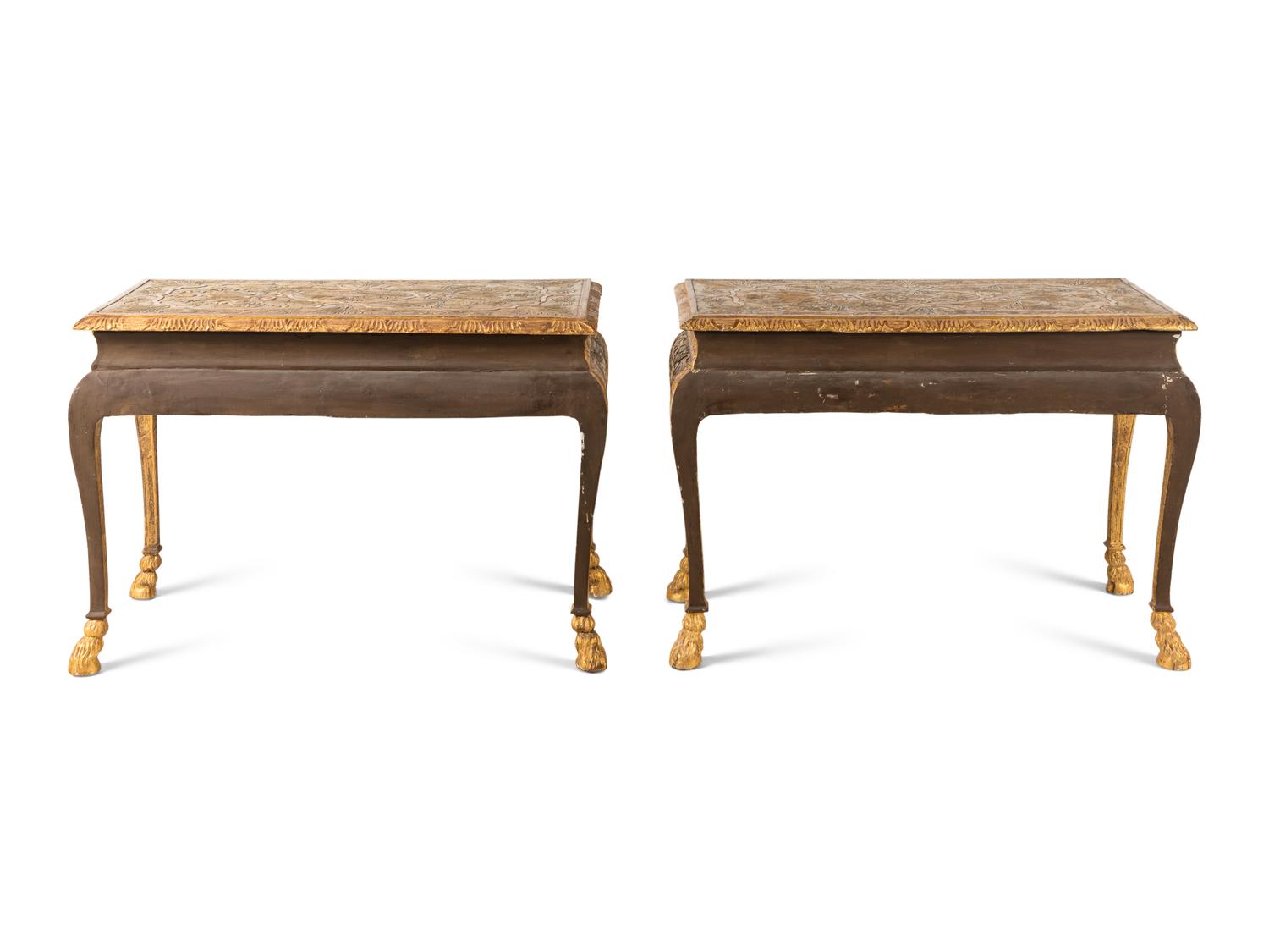 A Pair of George I Style Gilt-Gesso Tables