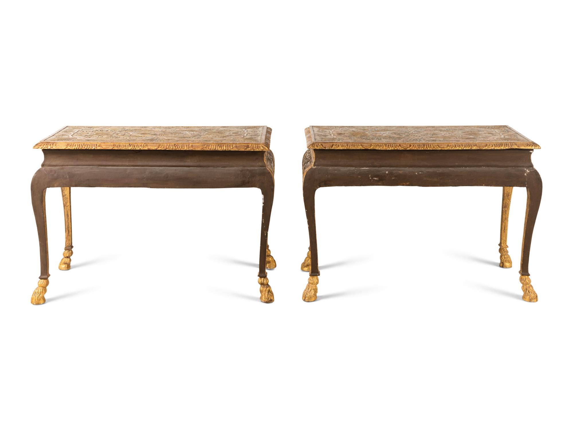 A Pair of George I Style Gilt-Gesso Tables