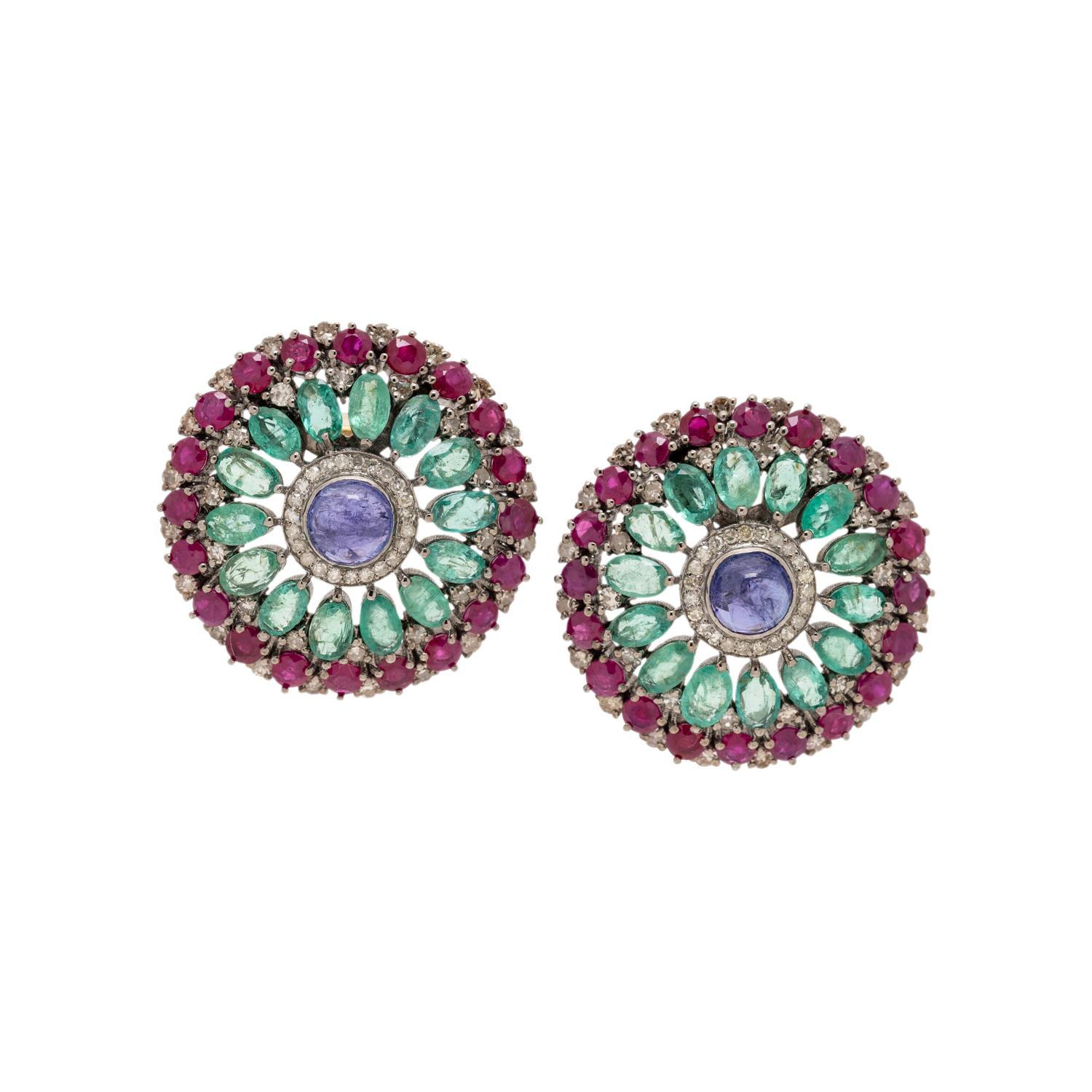 MULTIGEM AND DIAMOND EARRINGS