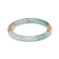 YELLOW GOLD AND JADE BANGLE BRACELET