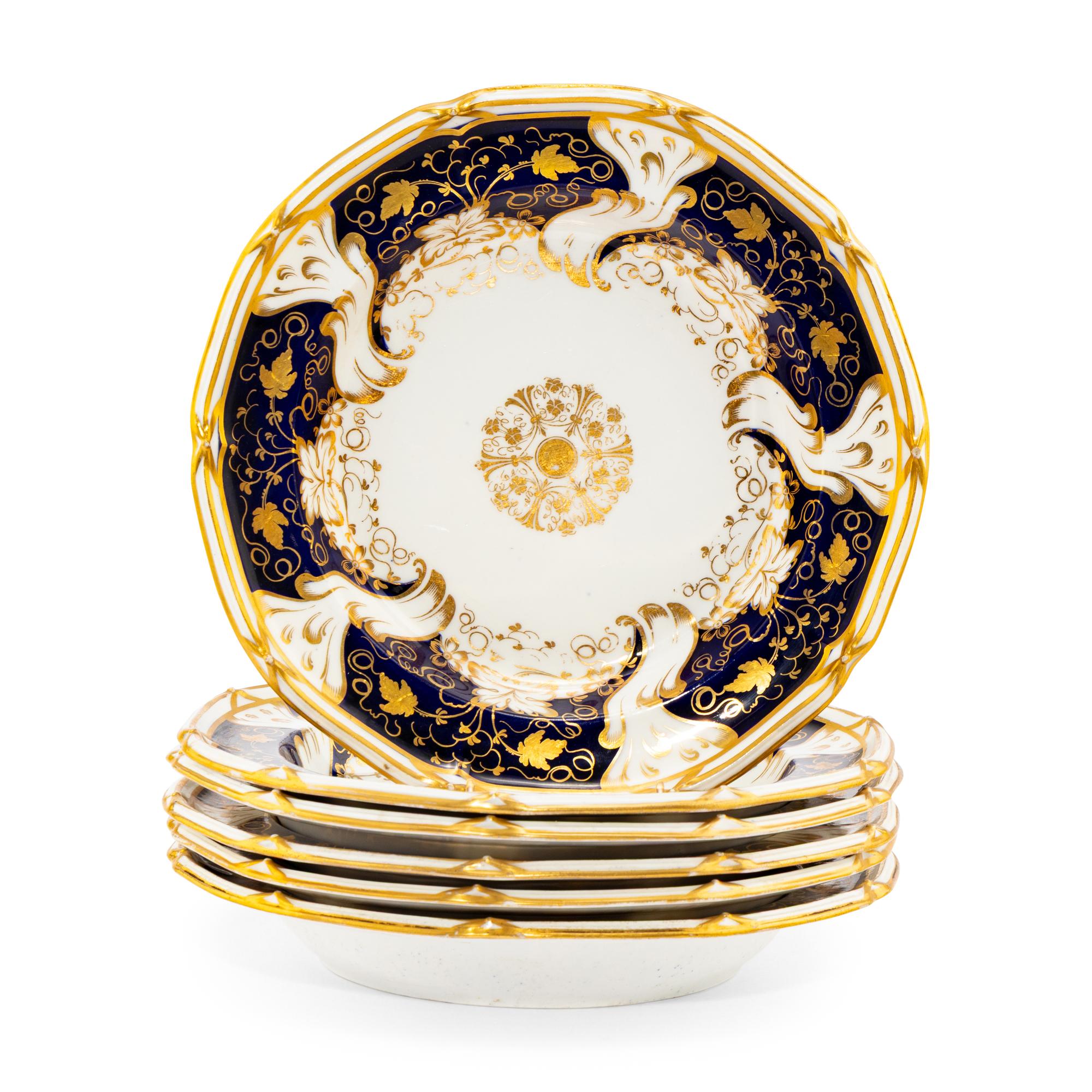A Set of Six Davenport Porcelain Dessert Plates