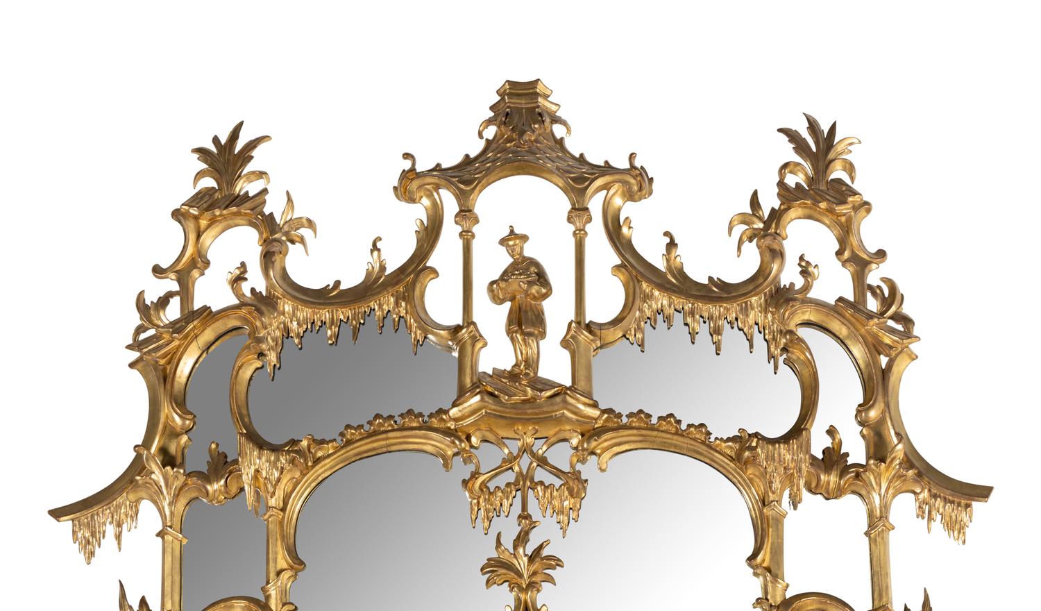 A Massive Pair of English Carved Giltwood Pier Mirrors