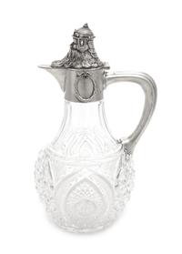 A Russian Silver Mounted Cut Glass Water Pitcher, Mark of Ivan Khlebnikov with Imperial Warrant, Assay of Ivan Lebedkin, Moscow, Early