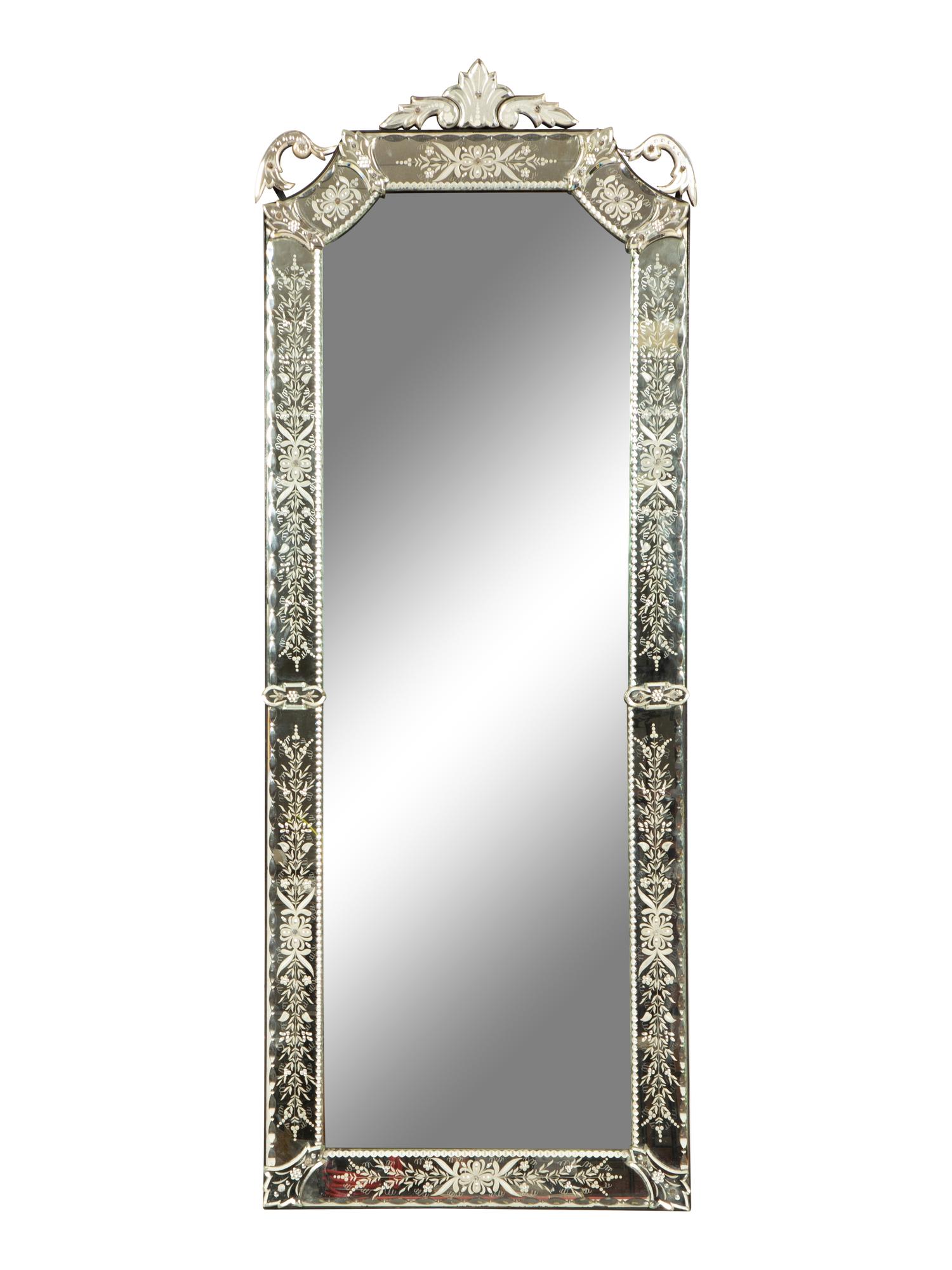 A Venetian Style Etched Glass Pier Mirror