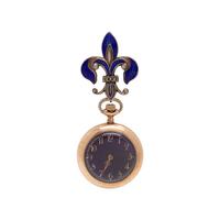 GOLD-FILLED AND ENAMEL OPEN FACE LAPEL WATCH