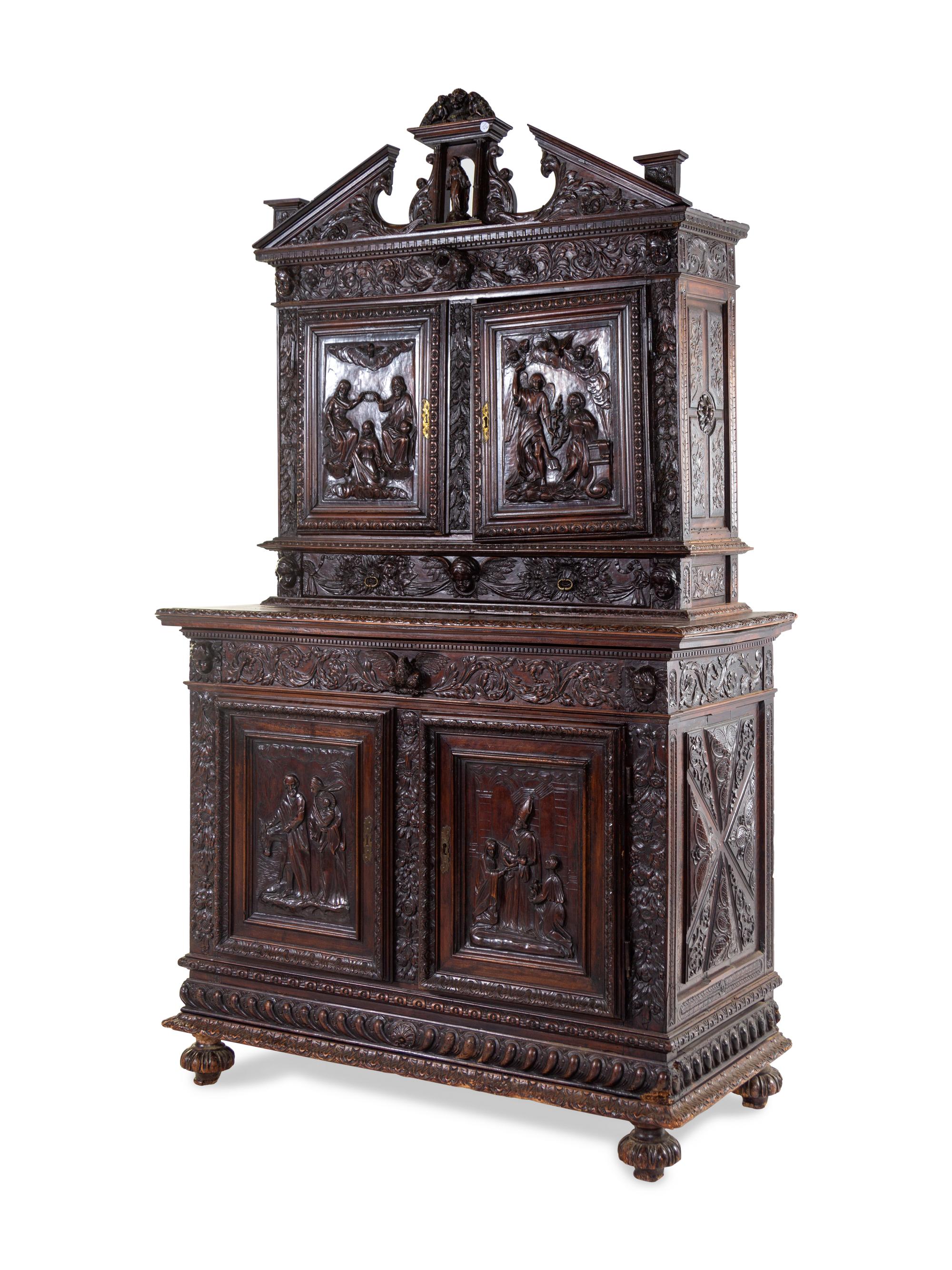 A Henry IV Carved Walnut Cupboard