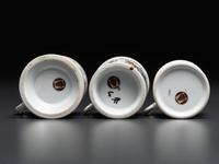 Three Horse-Drawn Delivery Wagon Porcelain Occupational Shaving Mugs