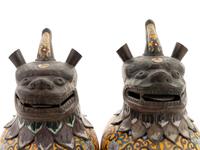 A Pair of Cloisonné Enamel Lions