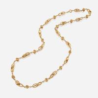 A gold necklace