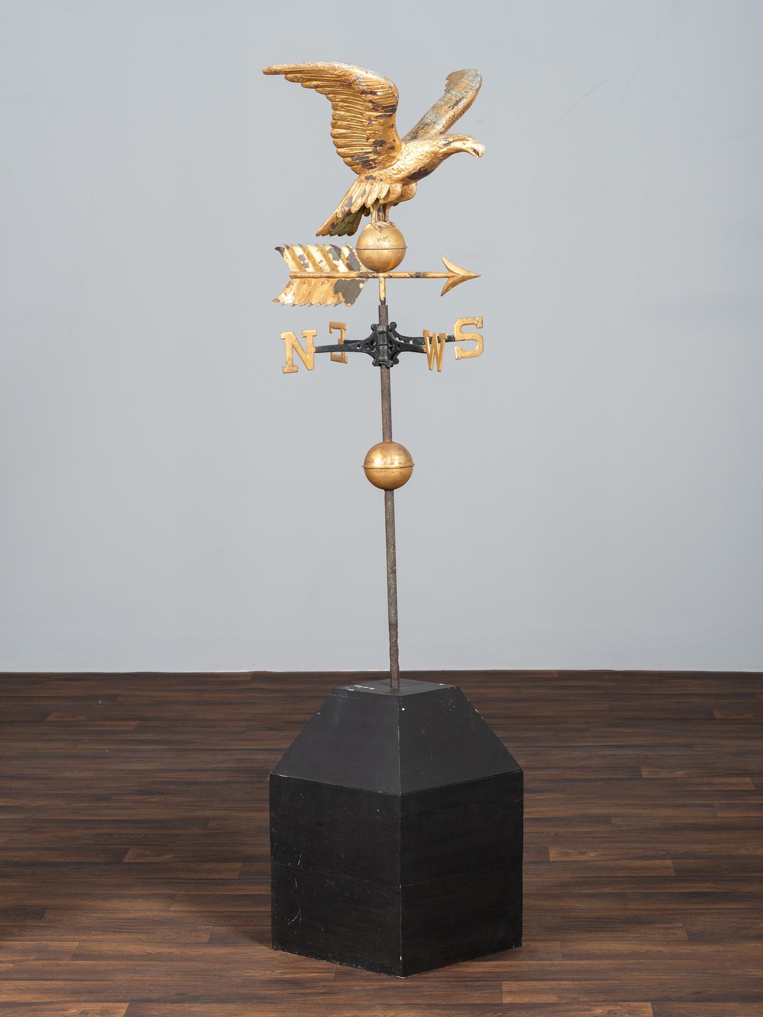 A Molded Gilt Copper and Cast Zinc Eagle Weathervane