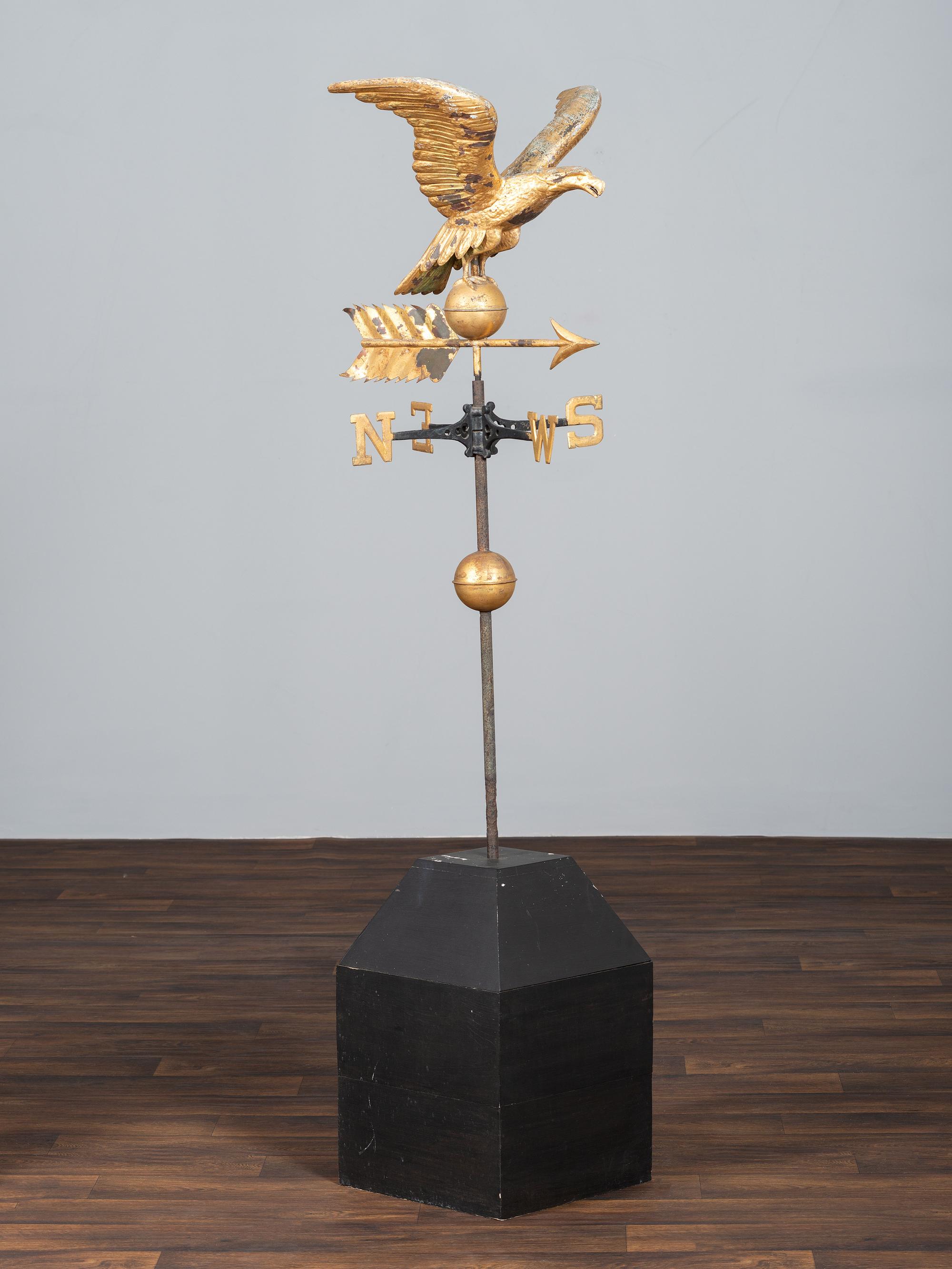 A Molded Gilt Copper and Cast Zinc Eagle Weathervane