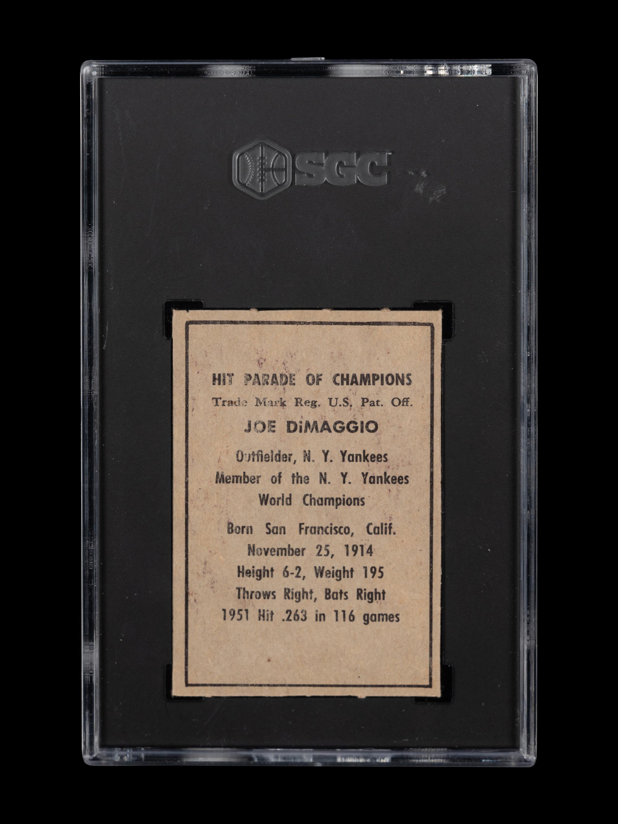 A 1952 Berk Ross Joe DiMaggio Baseball Card (SGC 5.5 EX+)