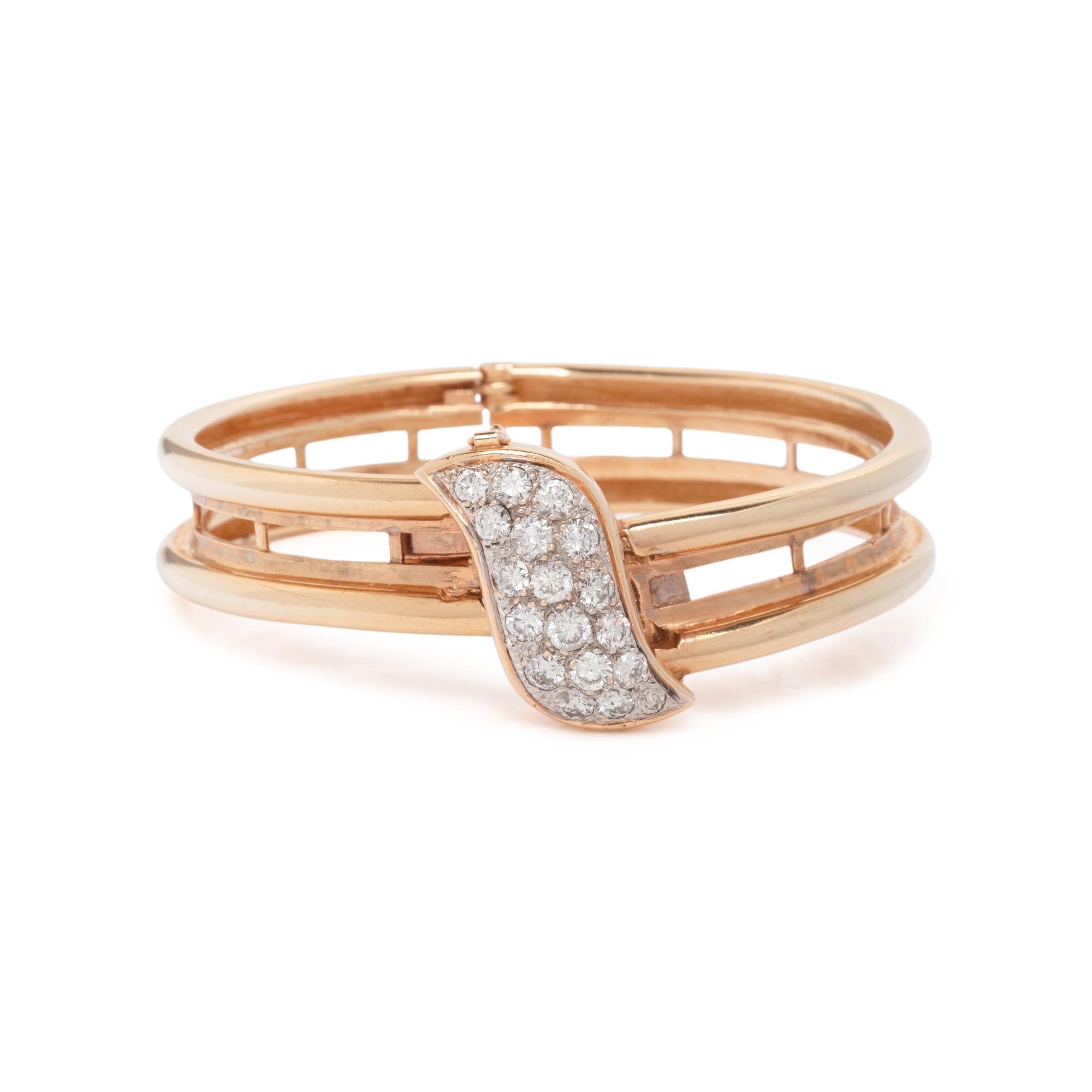 YELLOW GOLD AND DIAMOND LINE BRACELET JACKET BANGLE