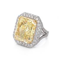 An Exceptional Fancy Yellow Diamond, Platinum and Diamond Ring,