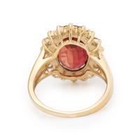 Rubellite Tourmaline, Diamond, and Yellow Gold Ring