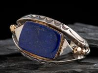 Sterling Silver and Lapis Cuff Bracelet, with 14K Gold Accents