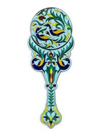 An East Indian Silver and Enamel Hand Mirror