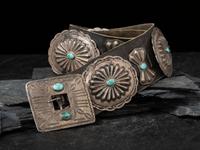 Navajo Silver and Turquoise Concha Belt