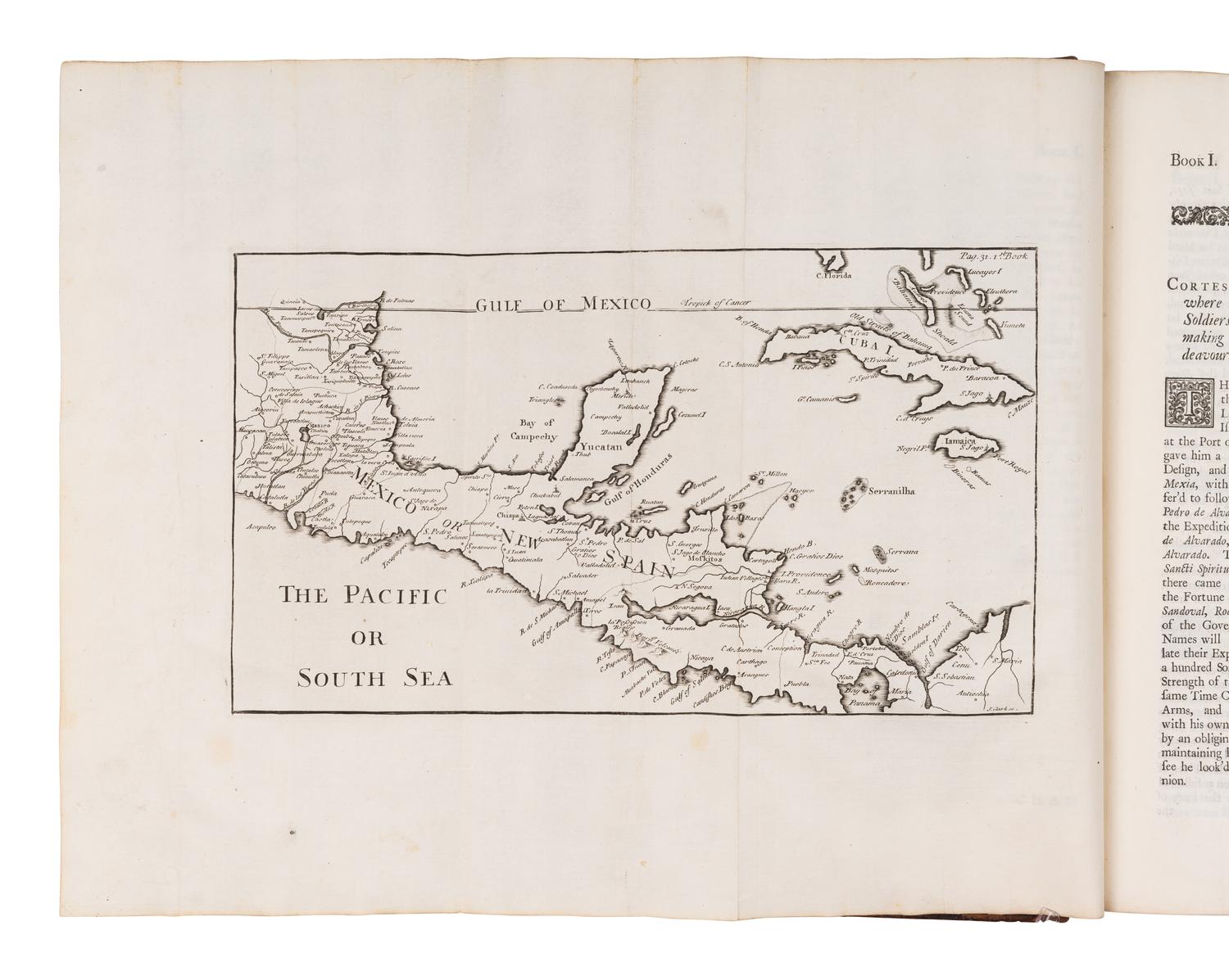 SOLIS Y RIBADENEYRA, Antonio de (1610-1686). The History of the Conquest of Mexico .... London: for T. Woodward, J. Hooke and J. Peele, 1724.