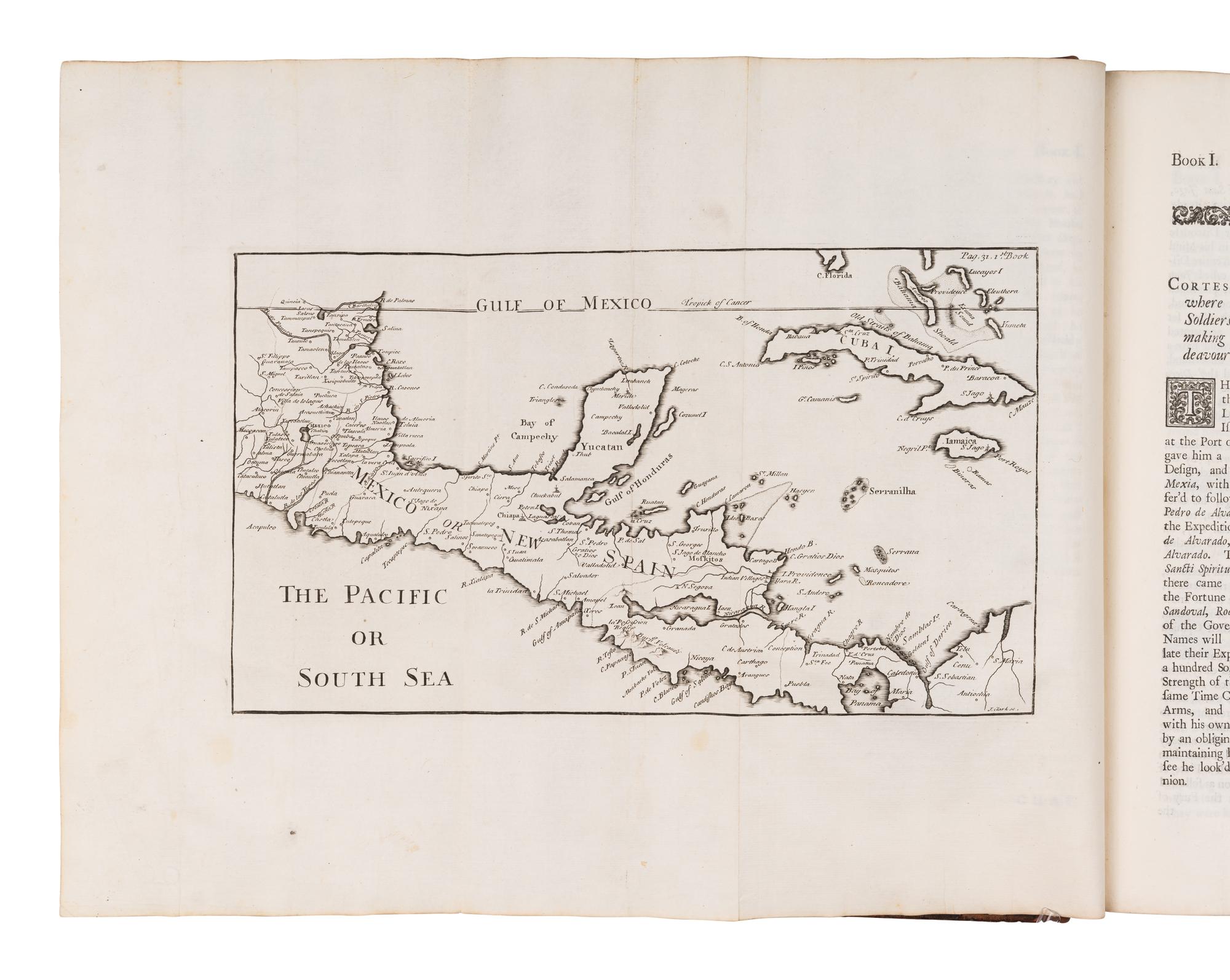 SOLIS Y RIBADENEYRA, Antonio de (1610-1686). The History of the Conquest of Mexico .... London: for T. Woodward, J. Hooke and J. Peele, 1724.